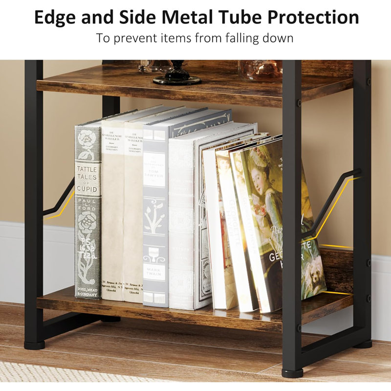 5 Tier Narrow Bookshelf Tall Bookcase With Edge Protection